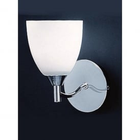 Single Light Polished Chrome Wall Fixture with Satin Opal Glass