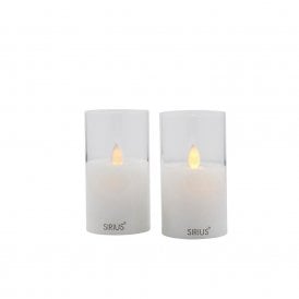 Ivy Set of 2 Mini Clear  Glass Battery Operated LED Candle
