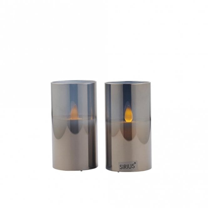 Sirius Ivy Set of 2 Mini Smoked Glass Battery Operated LED Candle