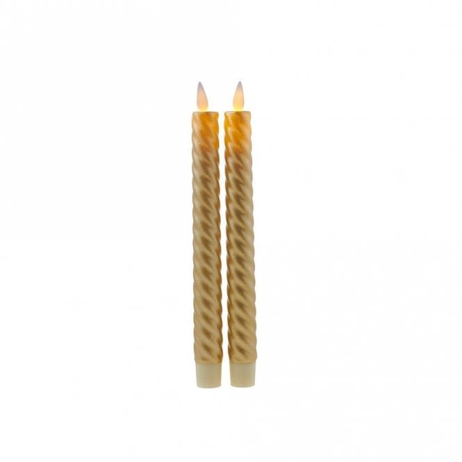 Sirius Sara Set of 2 Wave Battery Operated LED Gold Wax Taper Candle