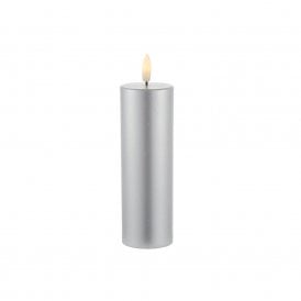 Sille 15cm Battery Operated LED Silver Wax Flicker Candle
