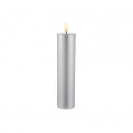 Sille 20cm Battery Operated LED Silver Wax Flicker Candle