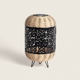 Suri Agra Lantern Solar LED Outdoor Table Lamp In Black Finish