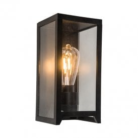 Suri Athens Solar LED Half Lantern Outdoor Wall Light with PIR Sensor - Black