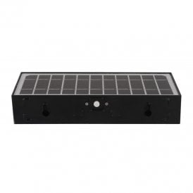 Suri Karl Cool White Solar LED Outdoor Flush Wall Light with PIR Sensor In Black Finish