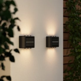 Suri Mini Trio Solar Outdoor Up & Down Wall Light - Black - Set of 2