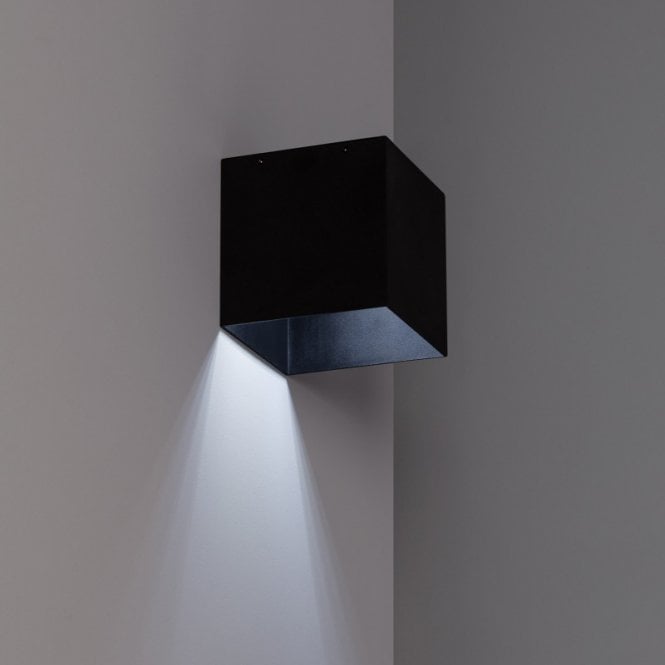 Suri  Rabat Outdoor Solar Cool White LED Flush Light with PIR Sensor In Black Finish