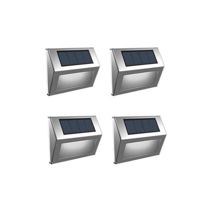 Suri Sherpa Set of 4 Solar LED Outdoor Flush Light In Silver Finish