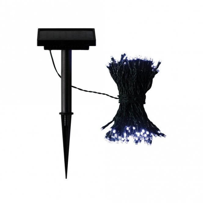 Suri Solar Powered Set of 200 White LED String Lights on Black Cable
