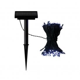 Suri Solar Powered Set of 200 White LED String Lights on Black Cable