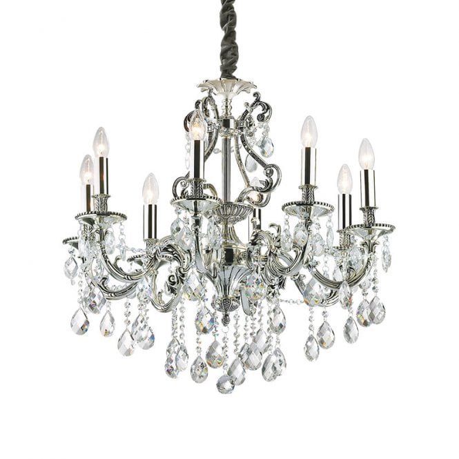 The Italian Collection Gioconda 8 Light Chandelier in Antique Silver Finish