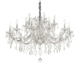 Napoleon 18 Light Chandelier in Chrome And Clear Crystal Finish