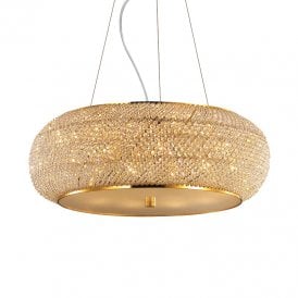Pasha 14 Light Ceiling Chandelier in Gold And Clear Crystal Finish