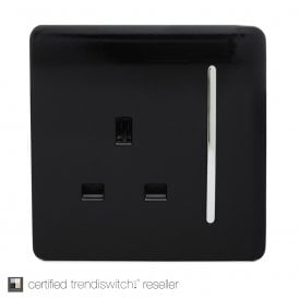 ART-SKT13BK 1 Gang 13 Amp Long Switched Single Socket in Black