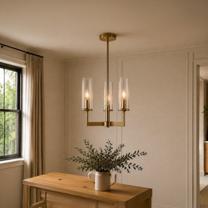Westport  Hearth Halo 3 Arm Semi-Flush Ceiling Light - Brass