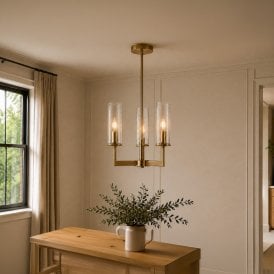 Westport Hearth Halo 3 Arm Semi-Flush Ceiling Light - Brass