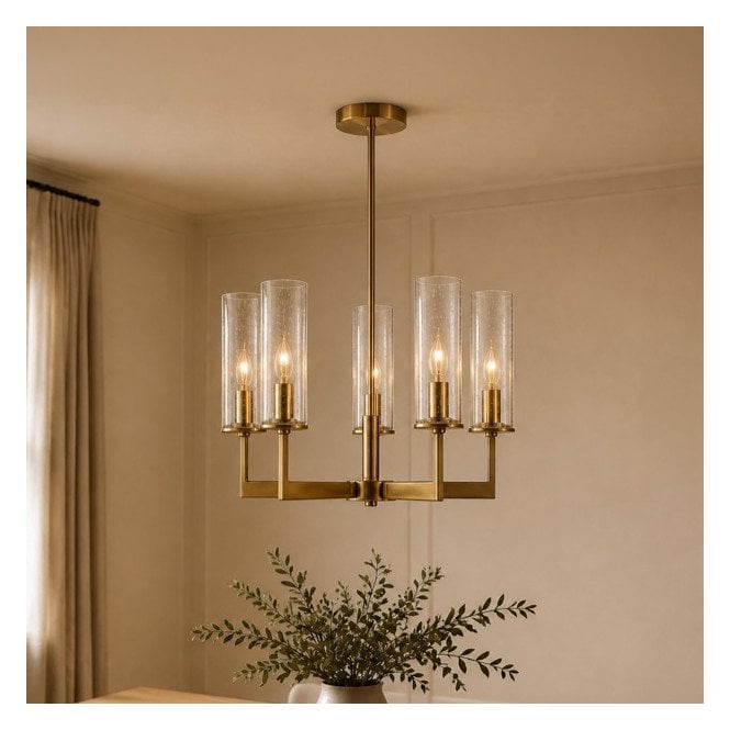 Westport  Hearth Halo 5 Arm Ceiling Pendant Light - Brass