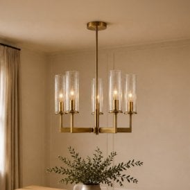 Westport Hearth Halo 5 Arm Ceiling Pendant Light - Brass