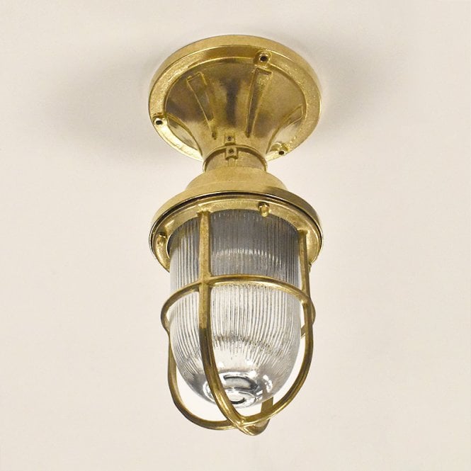 Westport Lighting Coastal Bell Outdoor Semi-Flush Ceiling Light - Brass