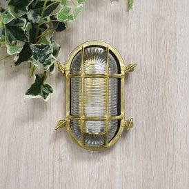 Coastal Board Outdoor Flush Wall Light - Brass