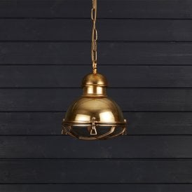 Coastal Combe Outdoor Pendant Porch Lantern - Brass