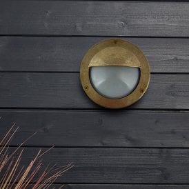 Coastal Hemsby Outdoor Flush Wall Light - Brass