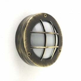 Coastal Hull Outdoor Flush Wall Light - Oxidised Brass