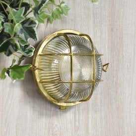 Coastal Mate Outdoor Flush Wall Light - Brass