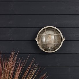 Coastal Mate Round Outdoor Flush Wall Light - Matt Nickel