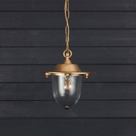 Coastal Nautical Outdoor Pendant Porch Lantern - Brass