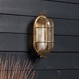 Coastal Port Outdoor Flush Wall Light - Brass