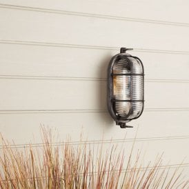 Coastal Port Outdoor Flush Wall Light - Oxidised Black
