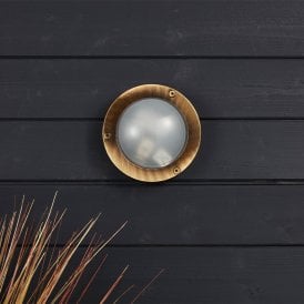 Coastal Porthole Outdoor Flush Wall Light - Oxidised Brass
