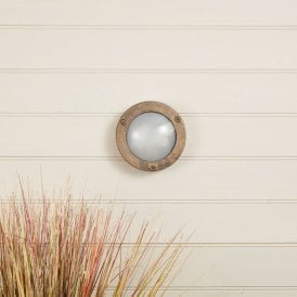 Coastal Porthole Outdoor Flush Wall Light - Pewter