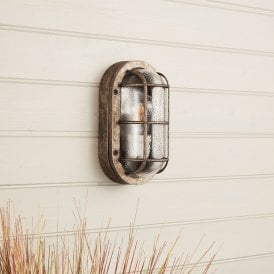 Coastal Ship Outdoor Oval Flush Wall Light - Pewter