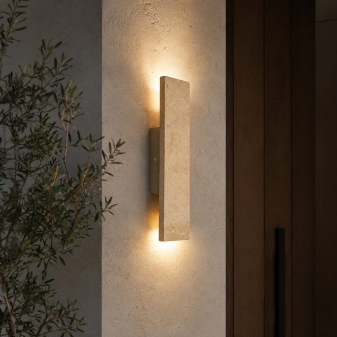 Westport Lighting Westport Allegra Outdoor Travertine Stone Flush Wall Light - Natural