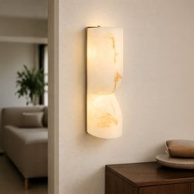 Westport Arabella Bathroom Alabaster Flush Wall Light - White
