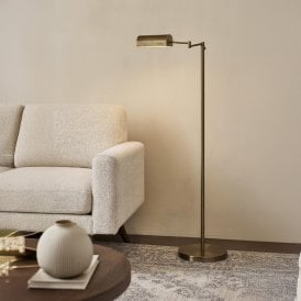 Westport Bank Adjustable Floor Lamp - Antique Brass