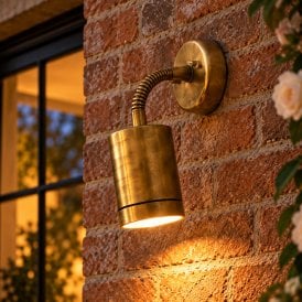 Westport Coastal Glencoe Outdoor Wall Mounted Spotlight - Natural Brass