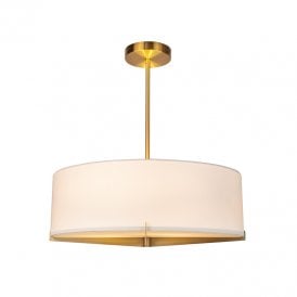 Westport Elm Ceiling Pendant Light - Antique Brass with White Shade