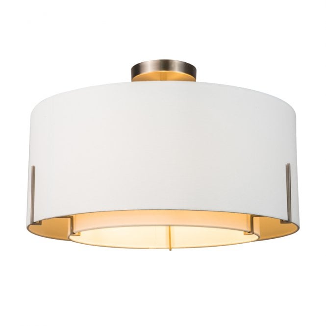 Westport Lighting Westport Elm Semi-Flush Ceiling Light - Pewter with White Shade