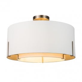Westport Elm Semi-Flush Ceiling Light - Pewter with White Shade