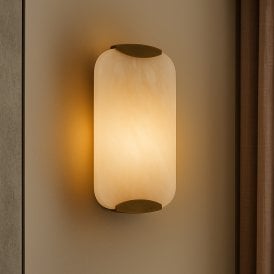Westport Emily Alabaster Glass Wall Light - Brass