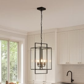 Westport Fiadh Glass 4 Arm Ceiling Pendant Light - Oil Rubbed Bronze