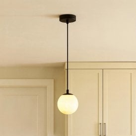 Westport Flo Alabaster Stone Ceiling Pendant Light - Black & White