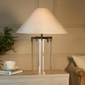 Westport Hampton Glass Table Lamp - Hammered Black