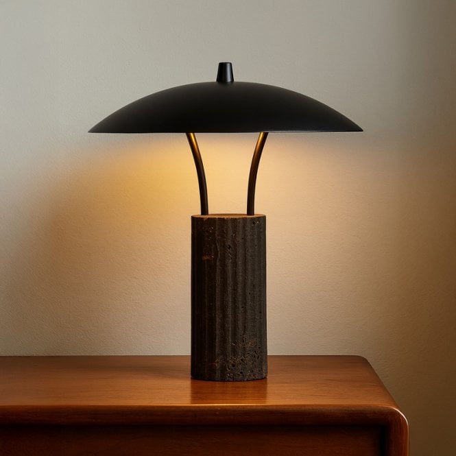 Westport Lighting Westport Isobelle Travertine Stone LED Table Lamp - Dark Grey