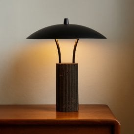 Westport Isobelle Travertine Stone LED Table Lamp - Dark Grey