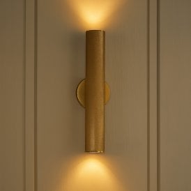 Westport Large Moto Knurl 350 Up & Down Wall Light - Brass