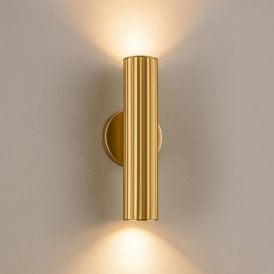 Westport Large Silk Knurl Ridged 250 Up & Down Wall Light - Brass